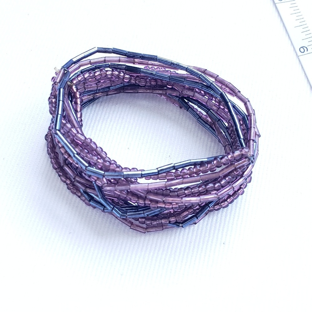 Sparkly Purple and Grey Beaded Bracelets